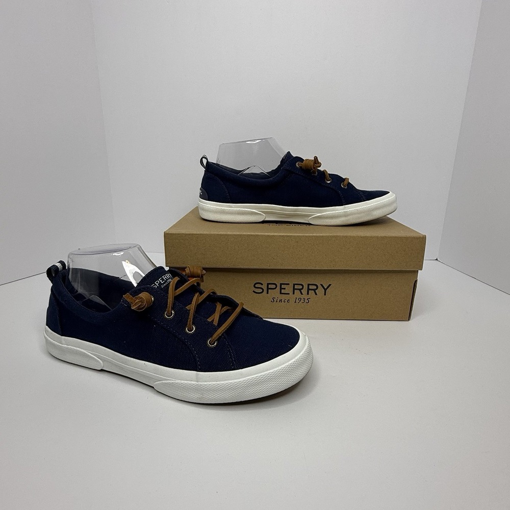 Sperry Women's Pier Wave LTT Navy Canvas Sneakers Boat Shoes STS85104 Size 8.5